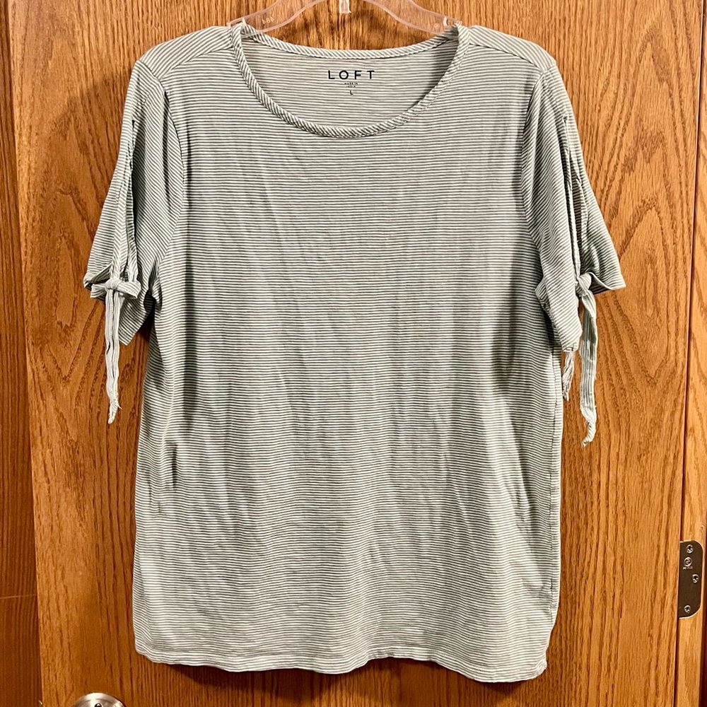 {LOFT} Green, White Striped Tee ✨